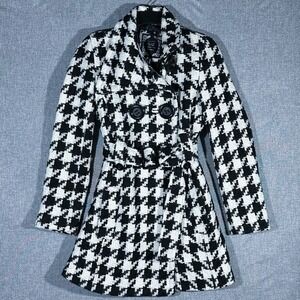 Yoki Black and‎ White Winter Coat, Medium Y2K Tweed